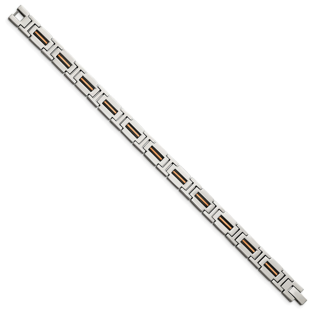 Chisel Stainless Steel Black and Rose IP-plated 8.5" Link Bracelet