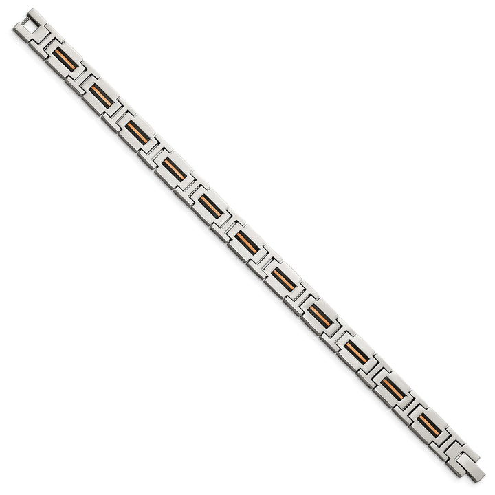 Chisel Stainless Steel Black and Rose IP-plated 8.5" Link Bracelet