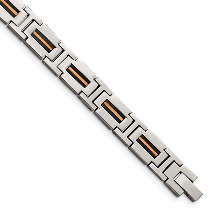 Chisel Stainless Steel Black and Rose IP-plated 8.5" Link Bracelet