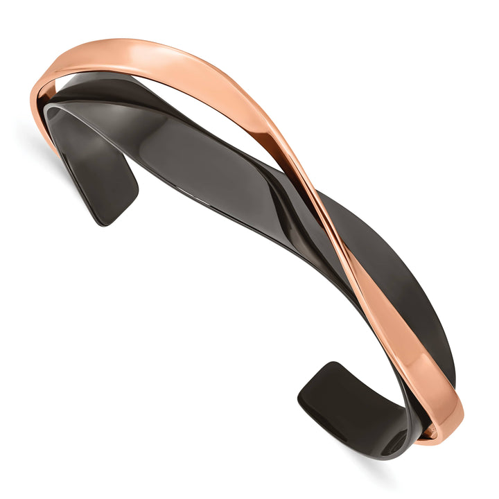 Chisel Stainless Steel Black and Rose IP-plated Layered and Twisted