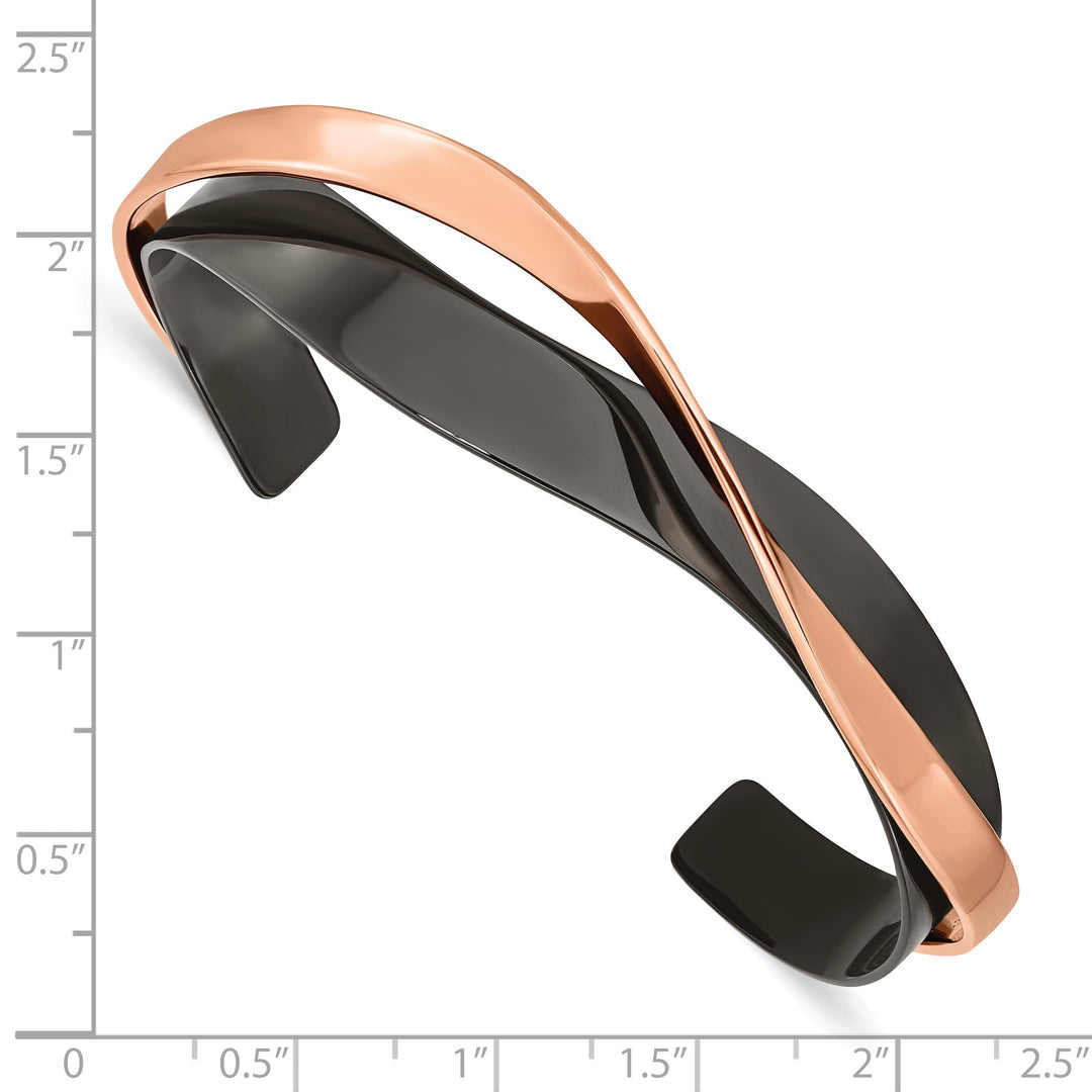 Chisel Stainless Steel Black and Rose IP-plated Layered and Twisted