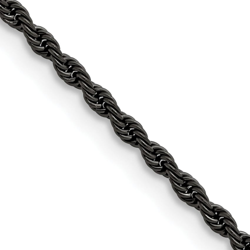 Chisel Stainless Steel Black Finish Finish 2.4mm Rope Chain