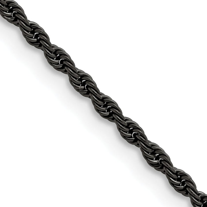 Chisel Stainless Steel Black Finish Finish 2.4mm Rope Chain