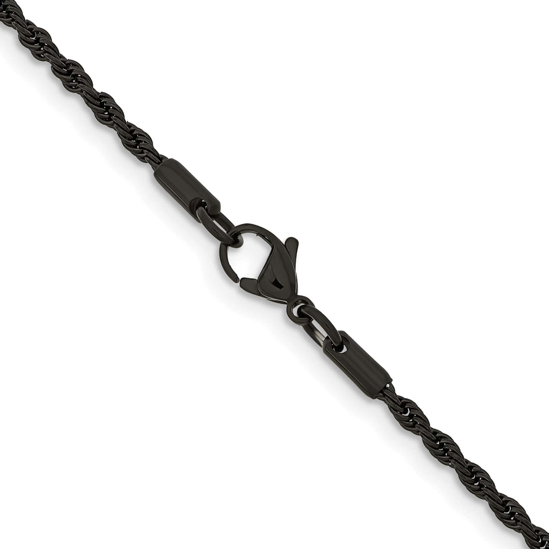 Chisel Stainless Steel Black Finish Finish 2.4mm Rope Chain
