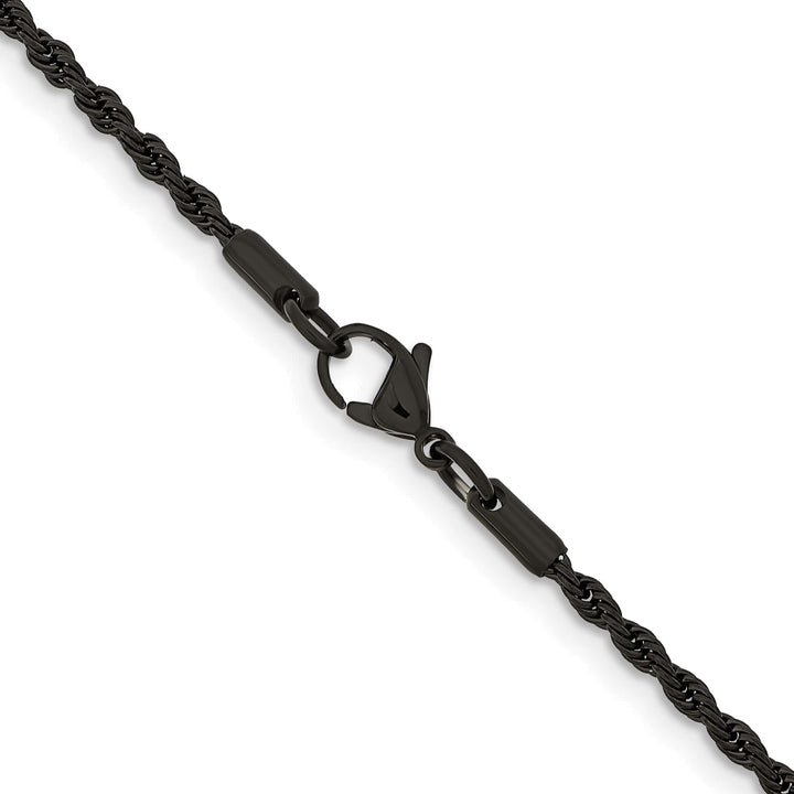 Chisel Stainless Steel Black Finish Finish 2.4mm Rope Chain