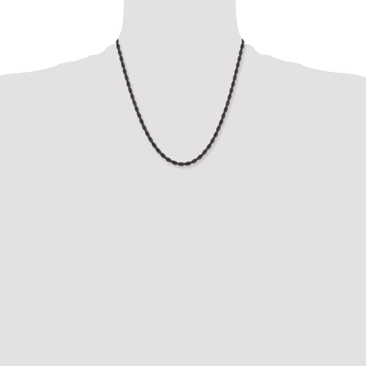 Chisel Stainless Steel Black Finish Finish 4mm Rope Chain