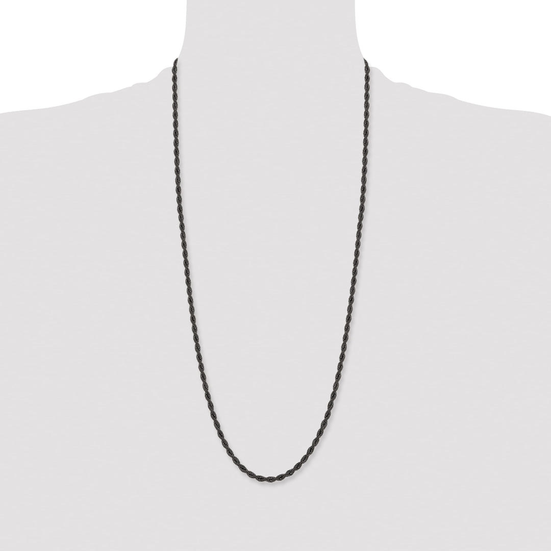 Chisel Stainless Steel Black Finish Finish 4mm Rope Chain