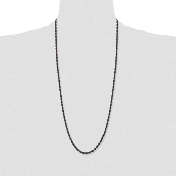Chisel Stainless Steel Black Finish Finish 4mm Rope Chain