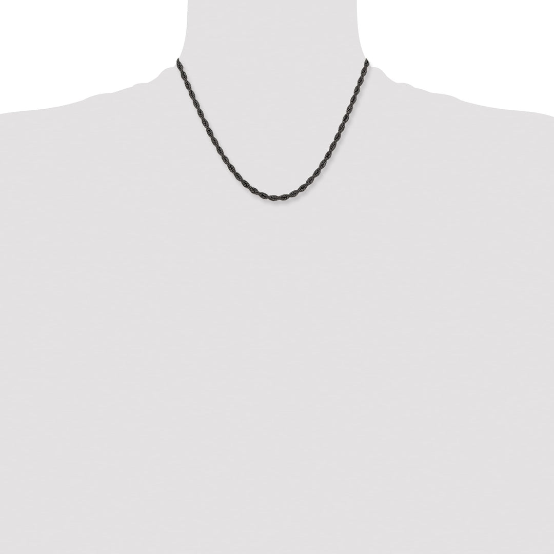 Chisel Stainless Steel Black Finish Finish 4mm Rope Chain