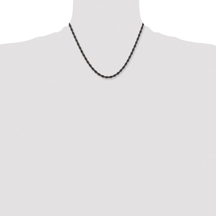 Chisel Stainless Steel Black Finish Finish 4mm Rope Chain