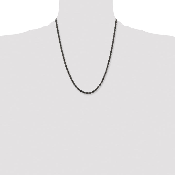 Chisel Stainless Steel Black Finish Finish 4mm Rope Chain