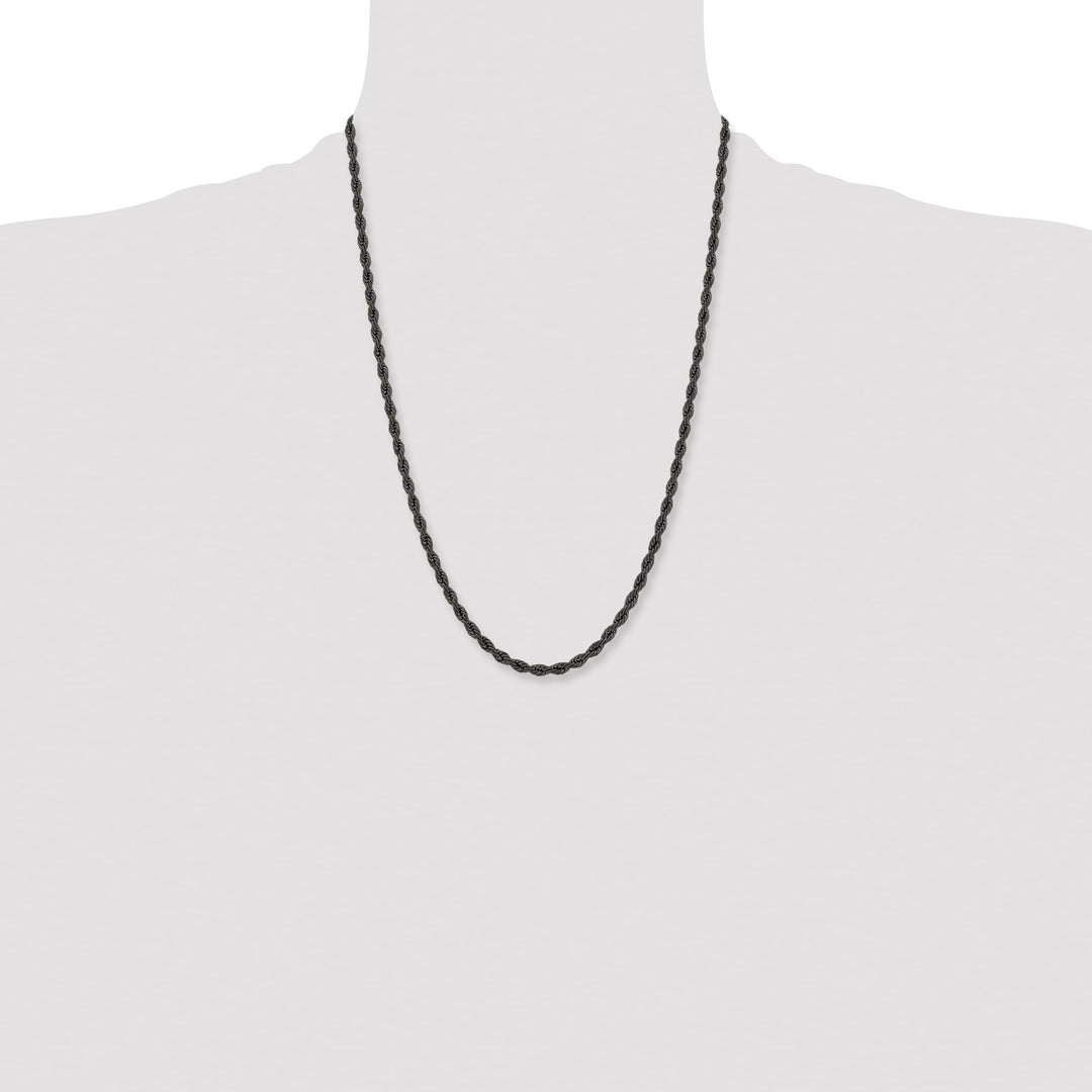 Chisel Stainless Steel Black Finish Finish 4mm Rope Chain