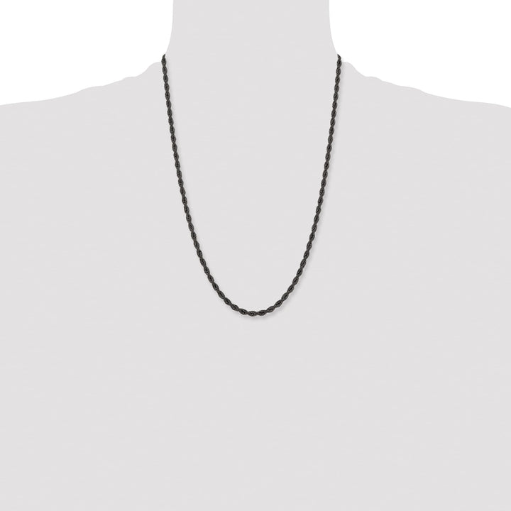 Chisel Stainless Steel Black Finish Finish 4mm Rope Chain