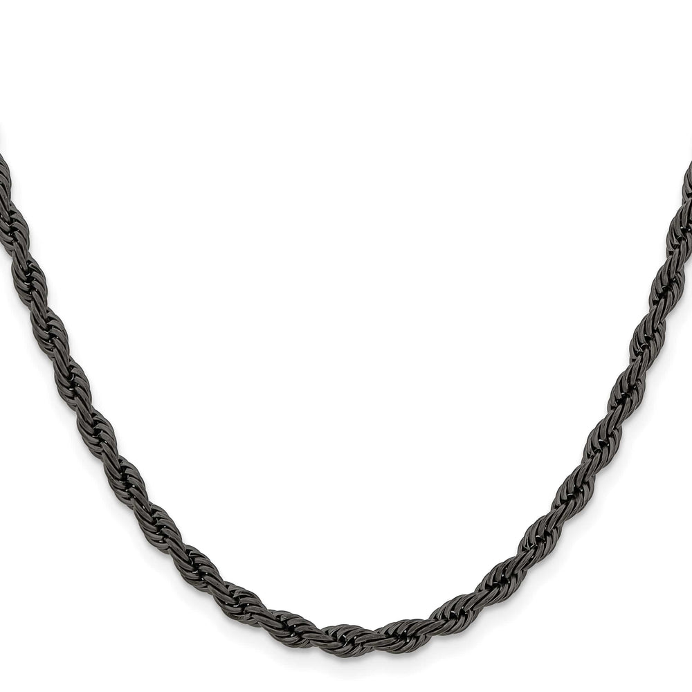 Chisel Stainless Steel Black Finish Finish 4mm Rope Chain