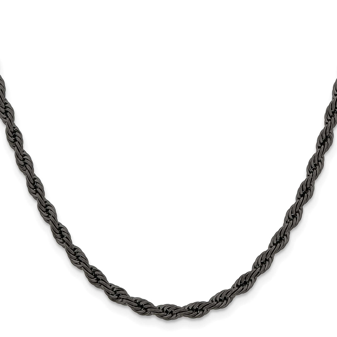 Chisel Stainless Steel Black Finish Finish 4mm Rope Chain