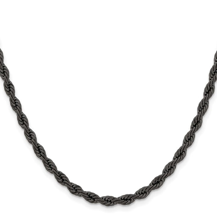 Chisel Stainless Steel Black Finish Finish 4mm Rope Chain