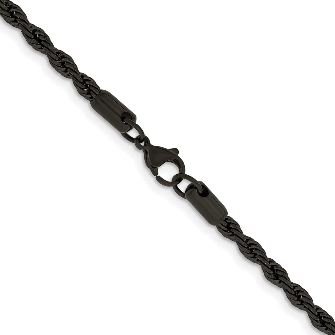 Chisel Stainless Steel Black Finish Finish 4mm Rope Chain