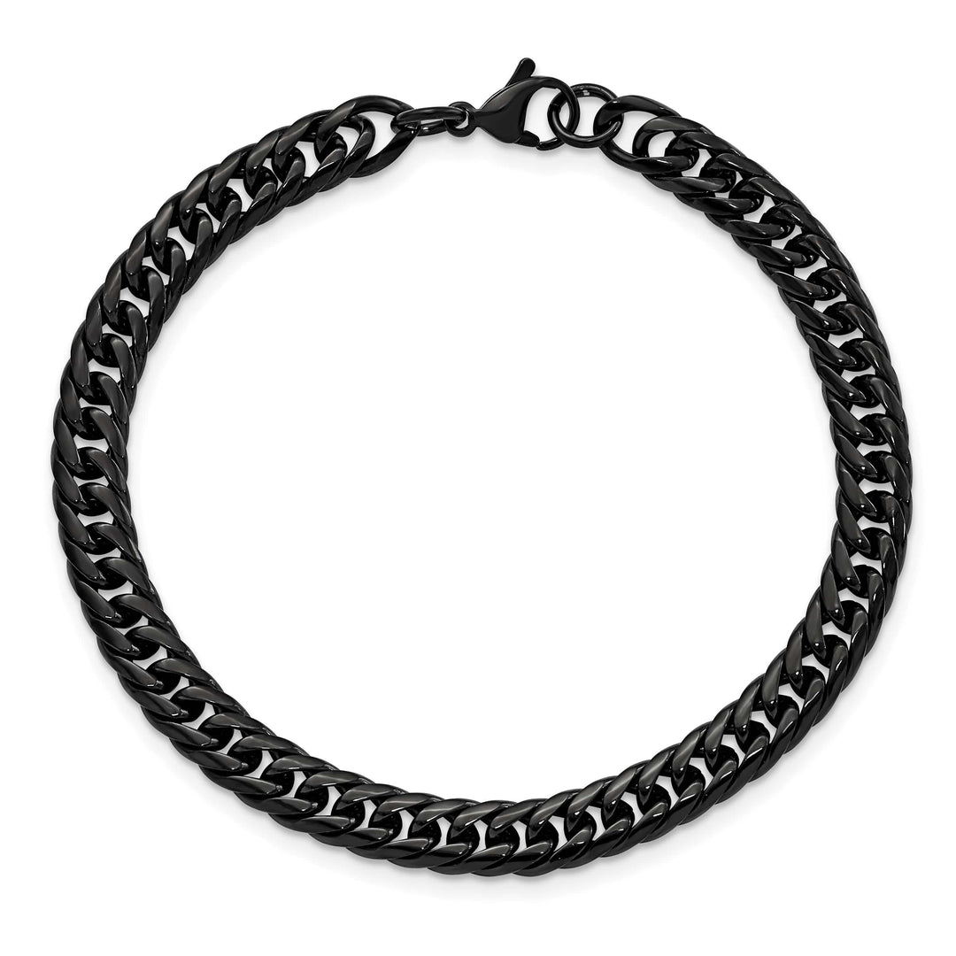 Chisel Stainless Steel Black Finish Finish Curb Bracelet Bracelet
