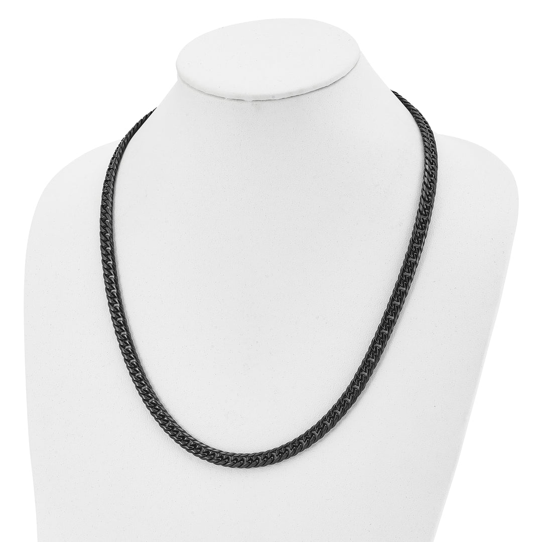 Chisel Stainless Steel Black Finish Finish Double Curb Chain 24 Inch