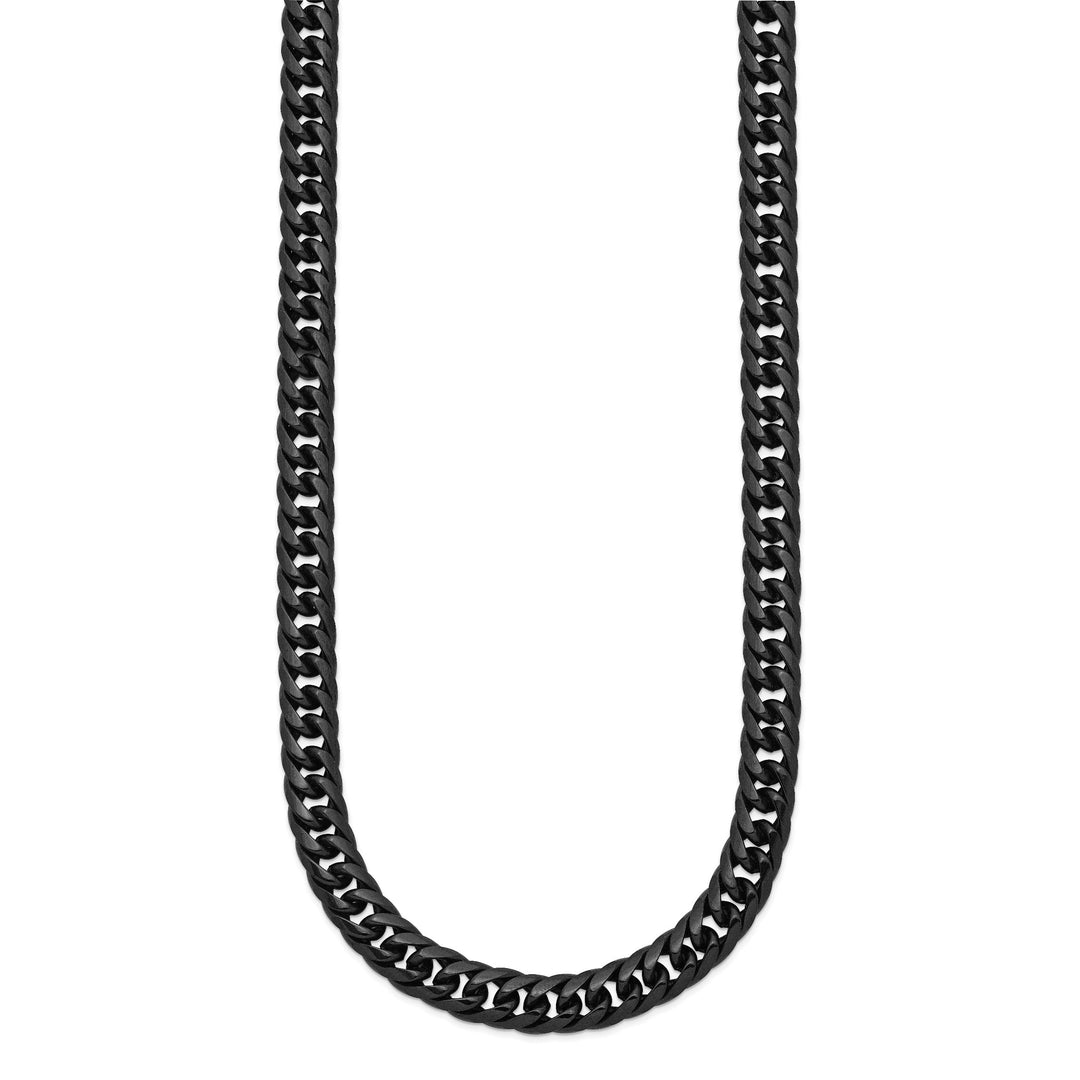 Chisel Stainless Steel Black Finish Finish Double Curb Chain 24 Inch