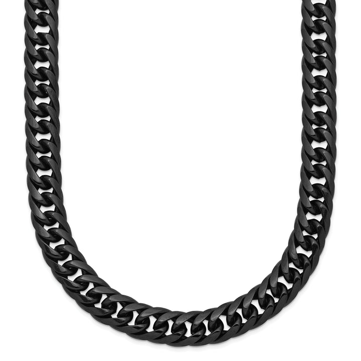Chisel Stainless Steel Black Finish Finish Double Curb Chain 24 Inch