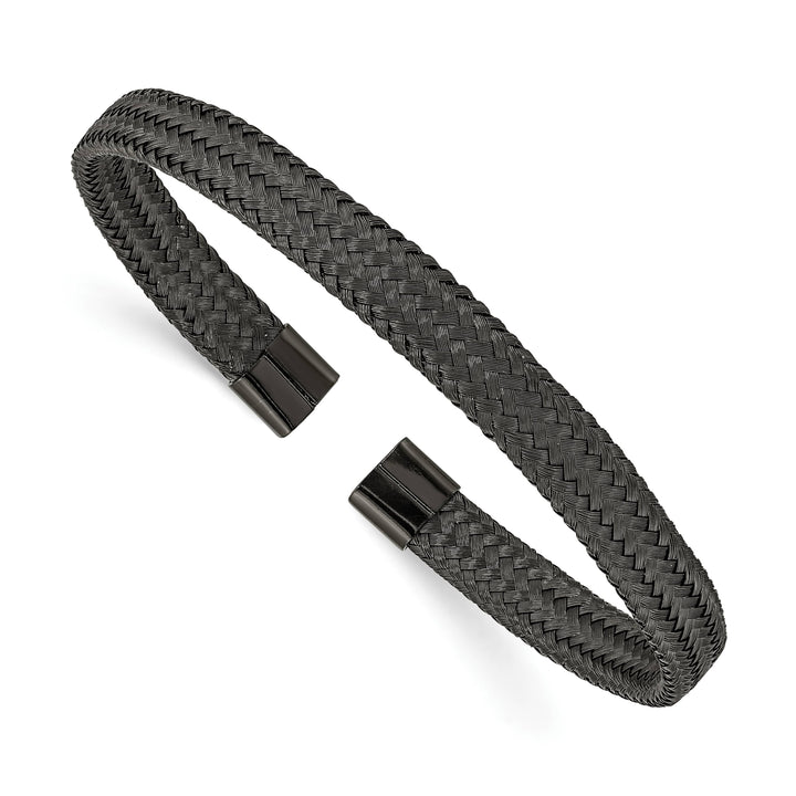 Chisel Stainless Steel Black IP-plated 6mm Mesh Wire Cuff Bangle