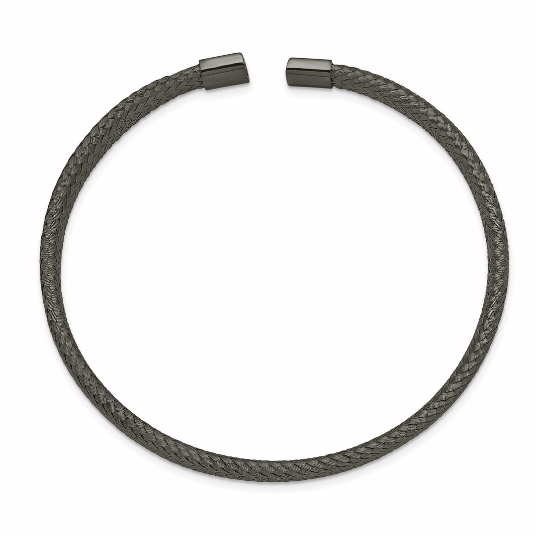 Chisel Stainless Steel Black IP-plated 6mm Mesh Wire Cuff Bangle