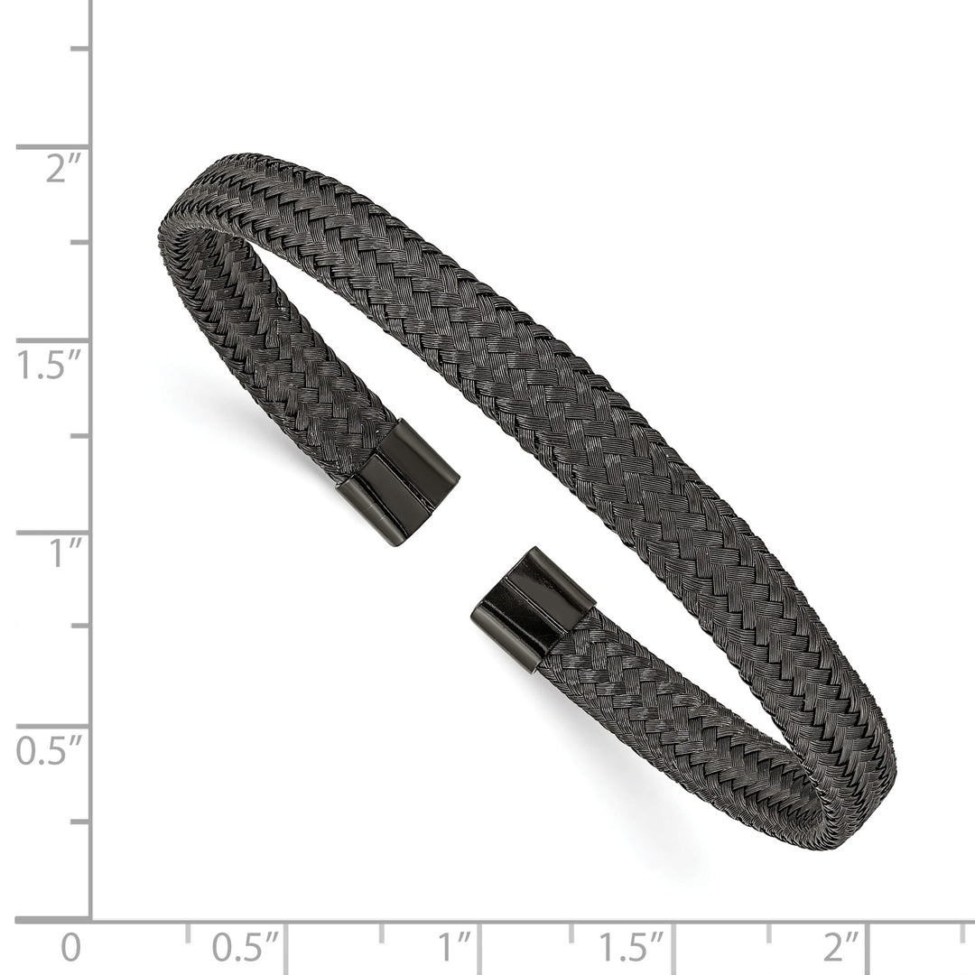 Chisel Stainless Steel Black IP-plated 6mm Mesh Wire Cuff Bangle