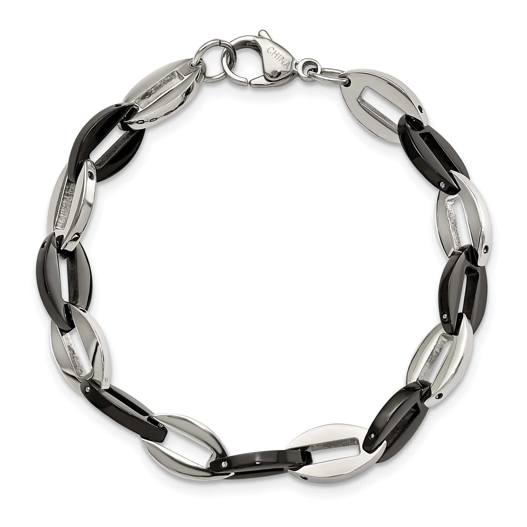 Chisel Stainless Steel Black IP-plated 7.5" Oval Link Bracelet