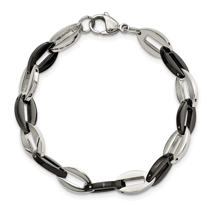 Chisel Stainless Steel Black IP-plated 7.5" Oval Link Bracelet