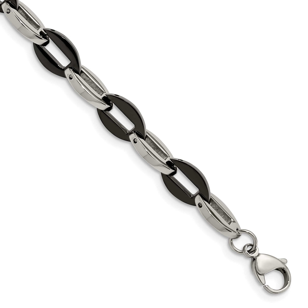 Chisel Stainless Steel Black IP-plated 7.5" Oval Link Bracelet
