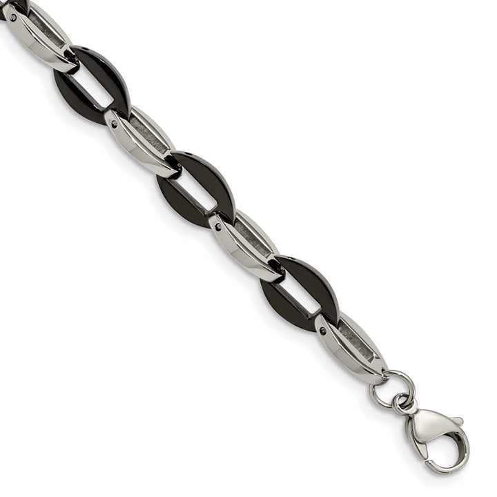 Chisel Stainless Steel Black IP-plated 7.5" Oval Link Bracelet