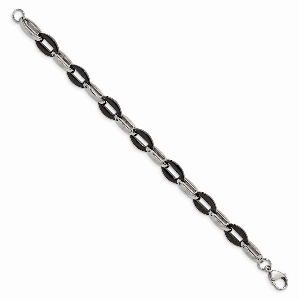 Chisel Stainless Steel Black IP-plated 7.5" Oval Link Bracelet