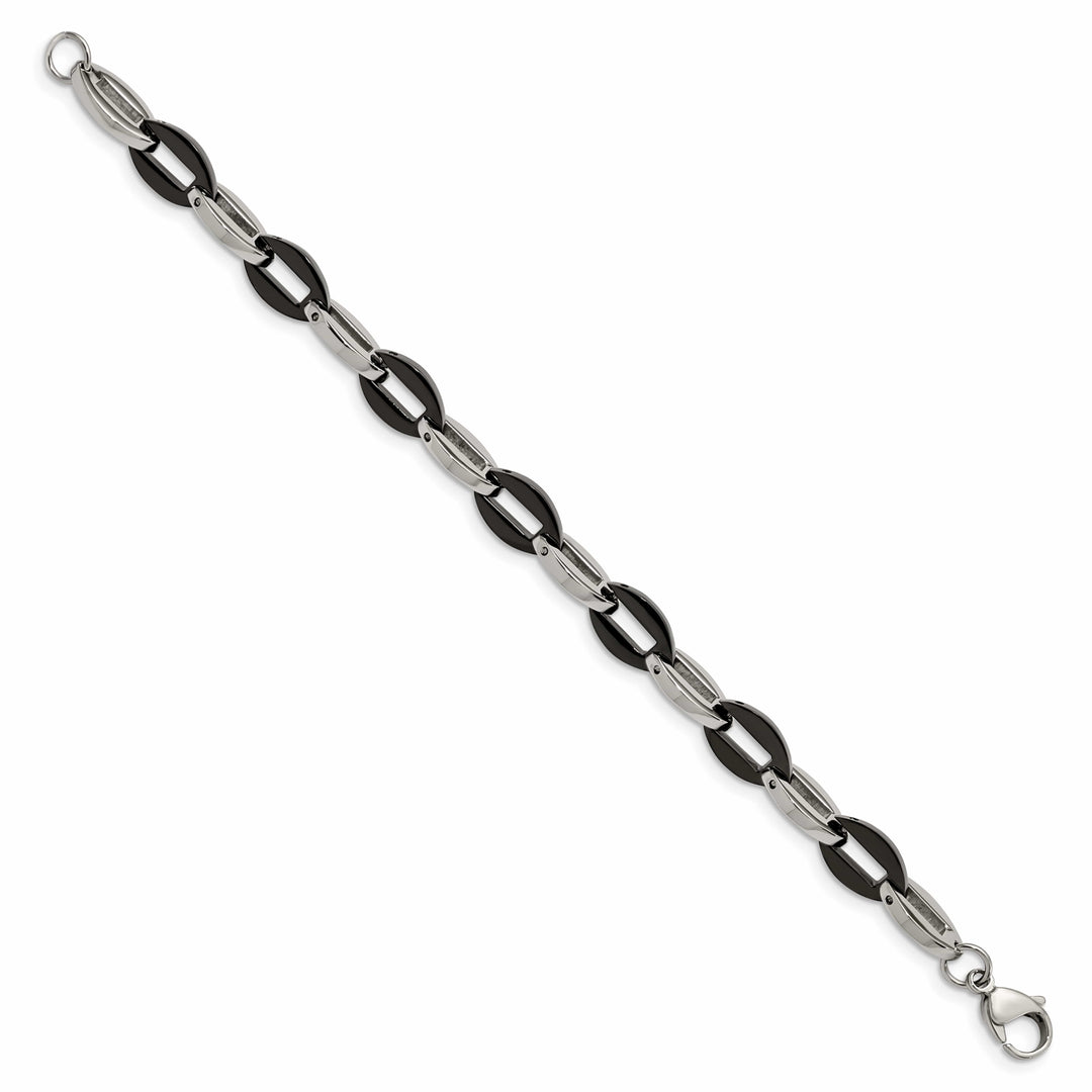 Chisel Stainless Steel Black IP-plated 7.5" Oval Link Bracelet