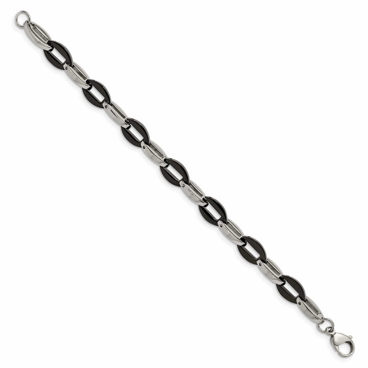 Chisel Stainless Steel Black IP-plated 7.5" Oval Link Bracelet