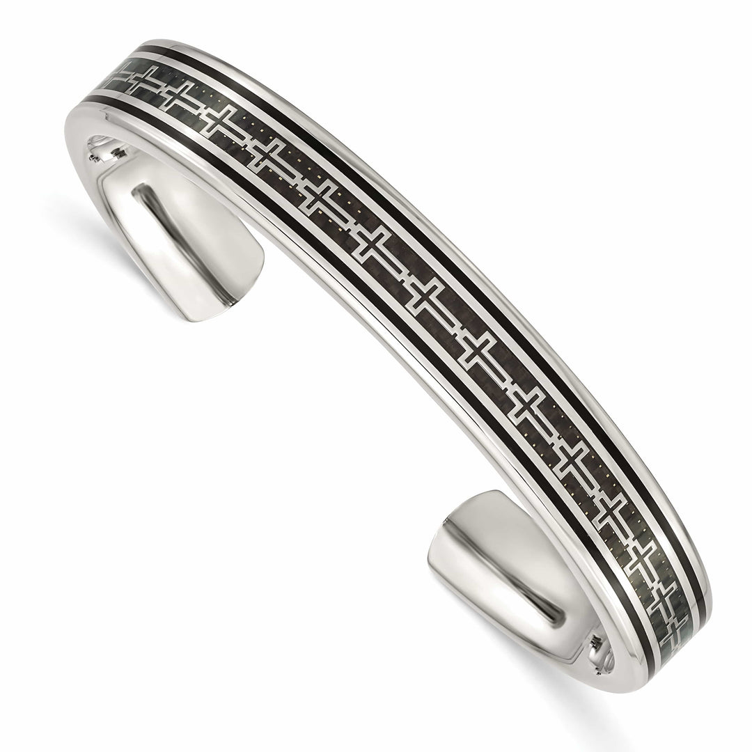 Chisel Stainless steel Black IP-plated Black Carbon Fiber Inlay Cross