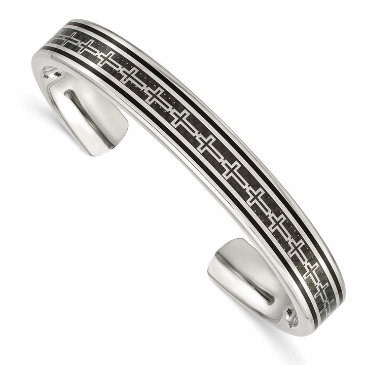 Chisel Stainless steel Black IP-plated Black Carbon Fiber Inlay Cross
