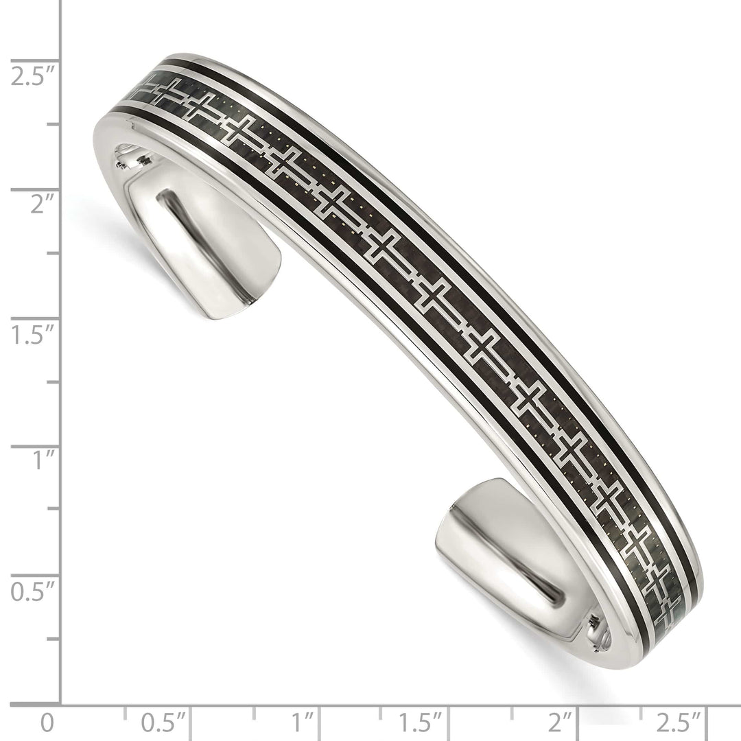 Chisel Stainless steel Black IP-plated Black Carbon Fiber Inlay Cross