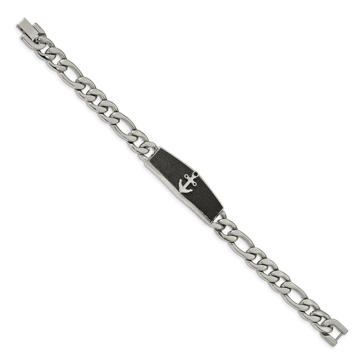 Chisel Stainless Steel Black IP-plated Laser Cut Anchor 8.5" Bracelet