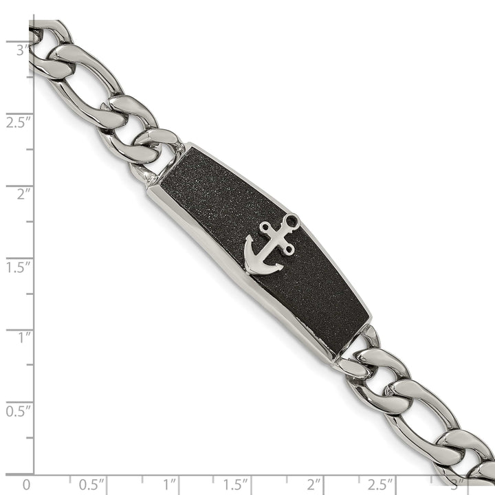 Chisel Stainless Steel Black IP-plated Laser Cut Anchor 8.5" Bracelet
