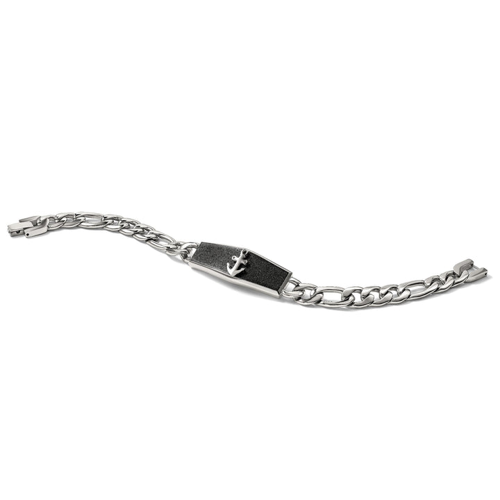 Chisel Stainless Steel Black IP-plated Laser Cut Anchor 8.5" Bracelet