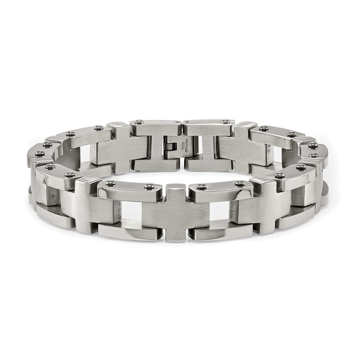 Chisel Stainless Steel Brushed and 8.5" Open Cross Link Bracelet