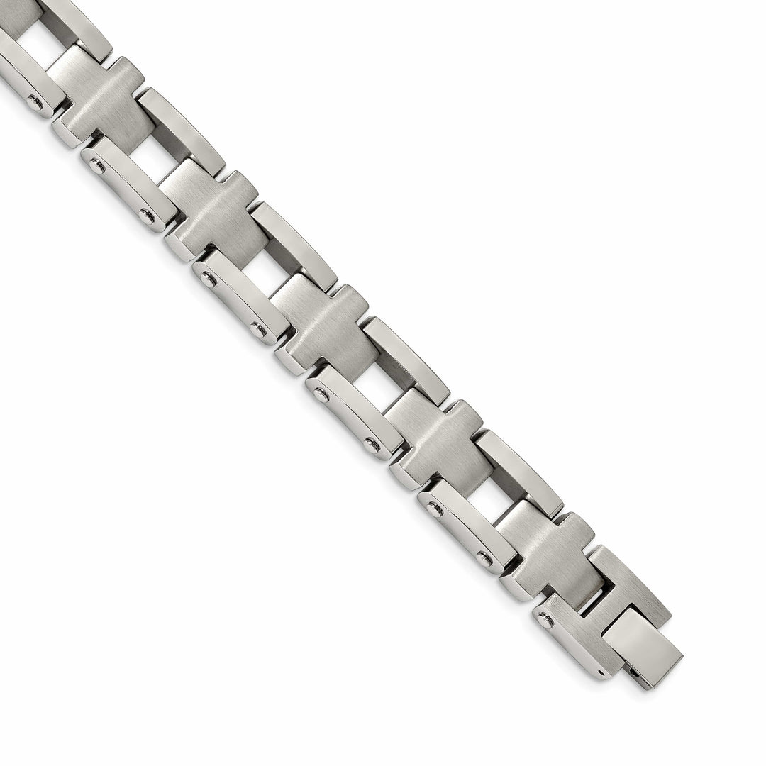 Chisel Stainless Steel Brushed and 8.5" Open Cross Link Bracelet
