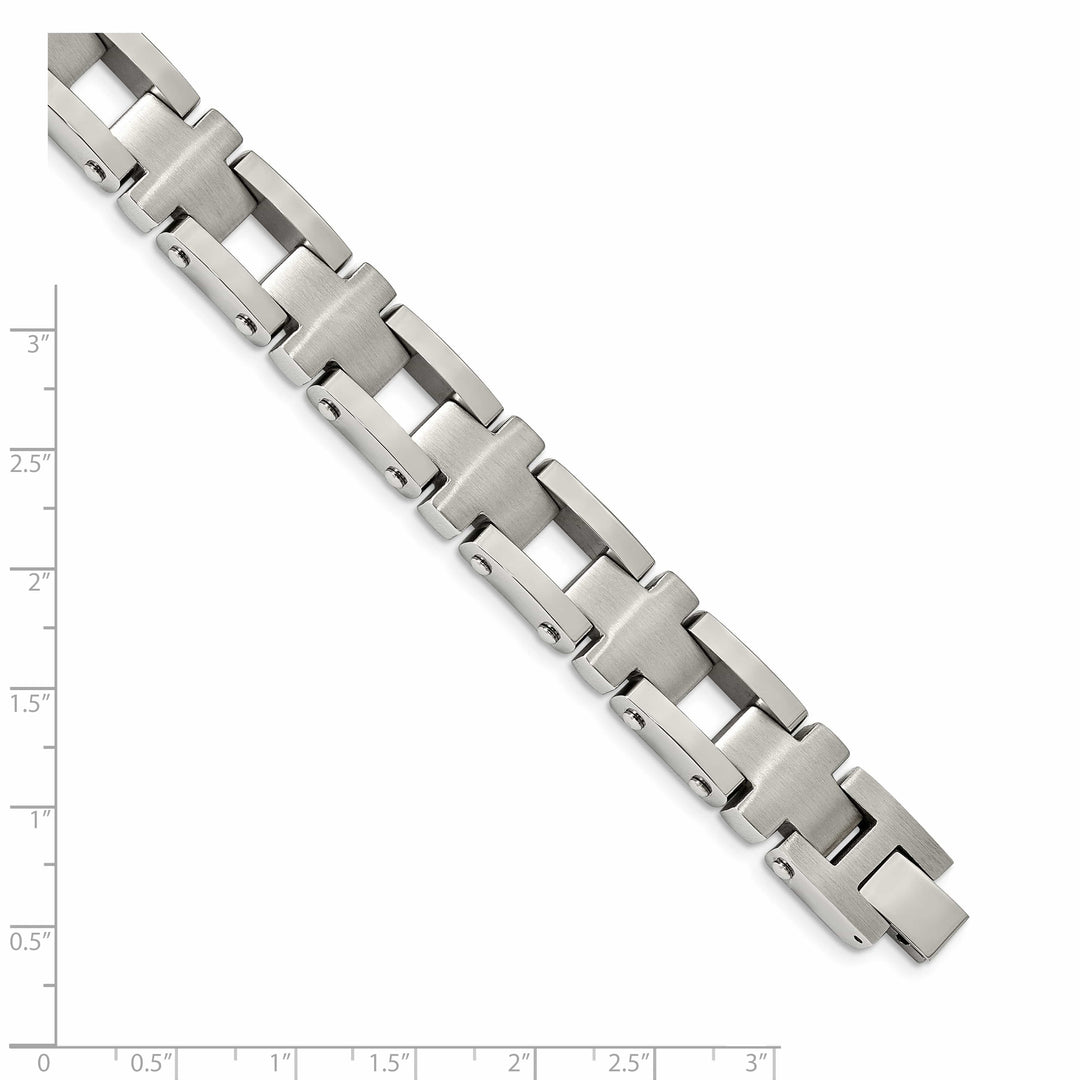 Chisel Stainless Steel Brushed and 8.5" Open Cross Link Bracelet