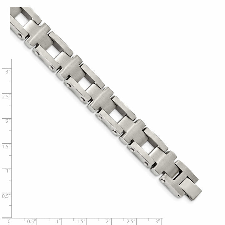 Chisel Stainless Steel Brushed and 8.5" Open Cross Link Bracelet