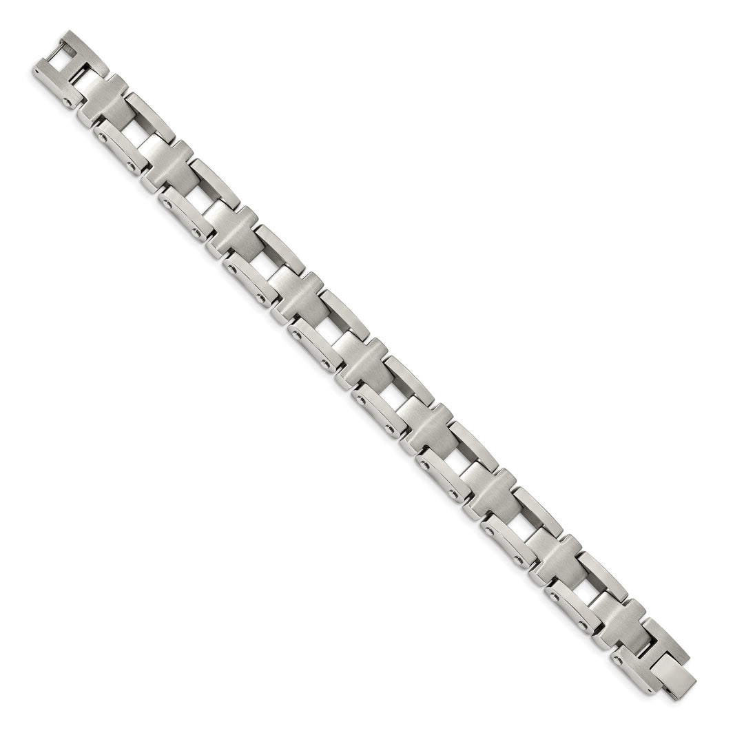 Chisel Stainless Steel Brushed and 8.5" Open Cross Link Bracelet