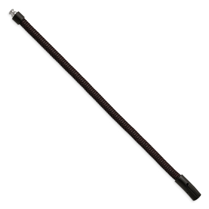 Chisel Stainless Steel Brushed and Black and Brown Wire 8.25" Bracelet