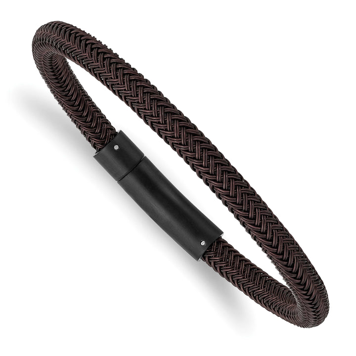 Chisel Stainless Steel Brushed and Black and Brown Wire 8.25" Bracelet