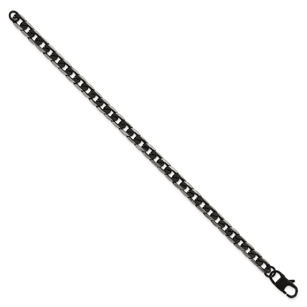 Chisel Stainless Steel Brushed and Black Finish Finish Curb Bracelet