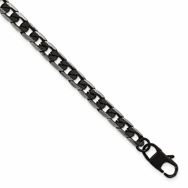 Chisel Stainless Steel Brushed and Black Finish Finish Curb Bracelet